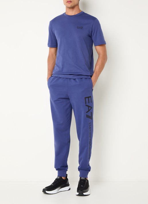 Armani Tapered fit joggingbroek met logoprint en steekzakken - voorkant 2 kobaltblauw