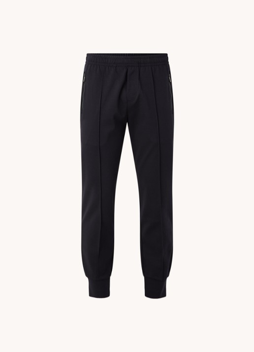 Armani Tapered fit joggingbroek met persplooi - voorkant 3 donkerblauw