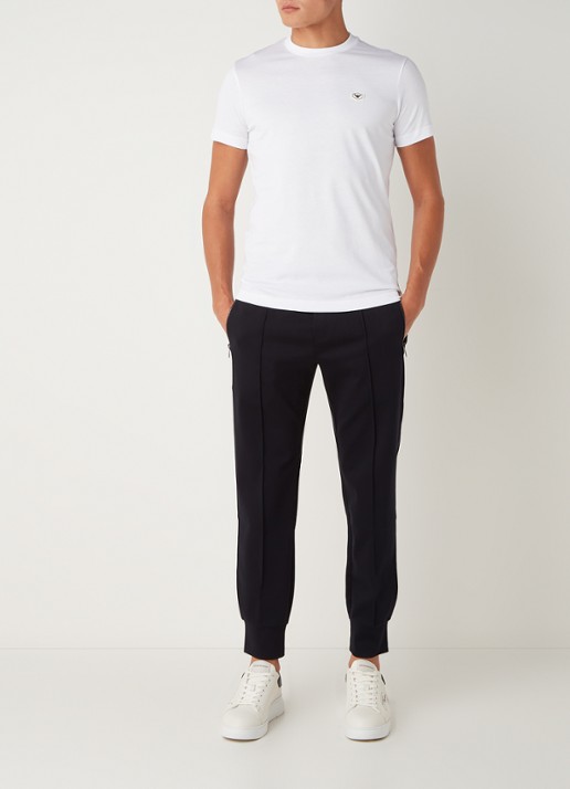 Armani Tapered fit joggingbroek met persplooi - voorkant 4 donkerblauw