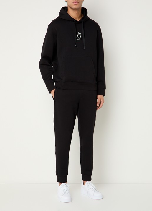 Armani Tapered fit joggingbroek met steekzakken - voorkant 5 zwart