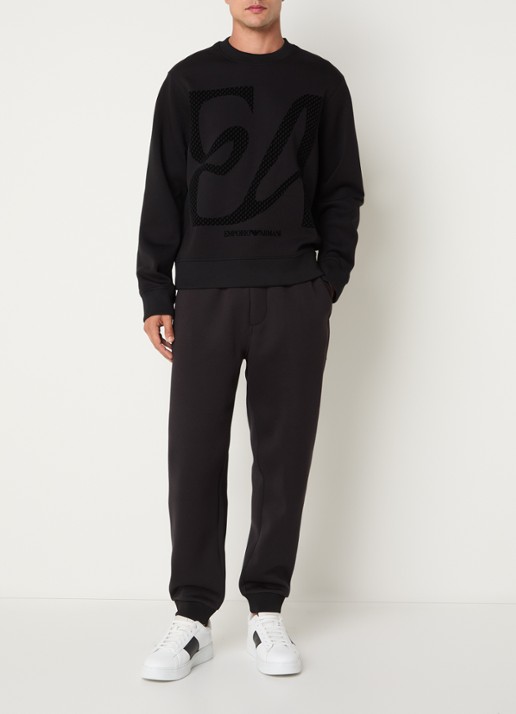 Armani Tapered fit joggingbroek - voorkant 3 zwart