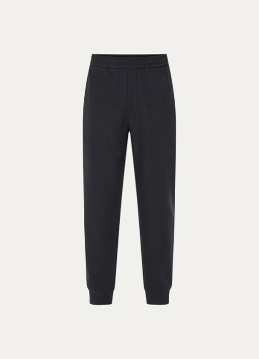 Armani Tapered fit joggingsbroek met logoborduring - voorkant 2 blauw