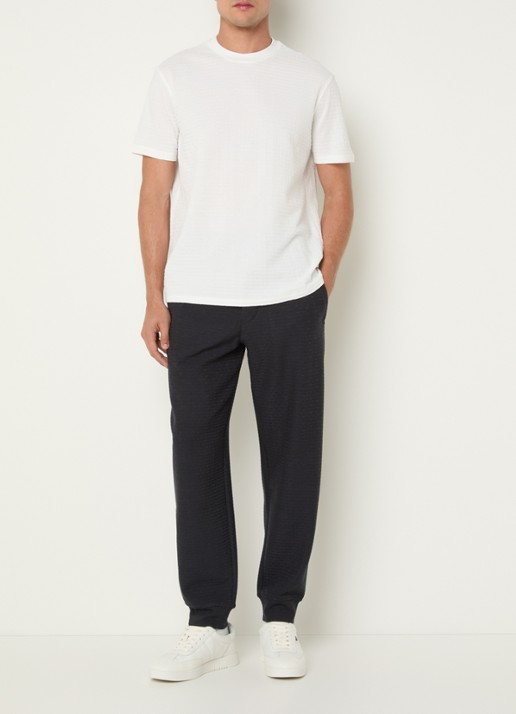Armani Tapered fit joggingsbroek met logoborduring - voorkant 3 blauw