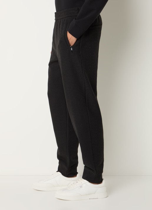 Armani Tapered fit joggingsbroek met logoborduring - detail 5 zwart