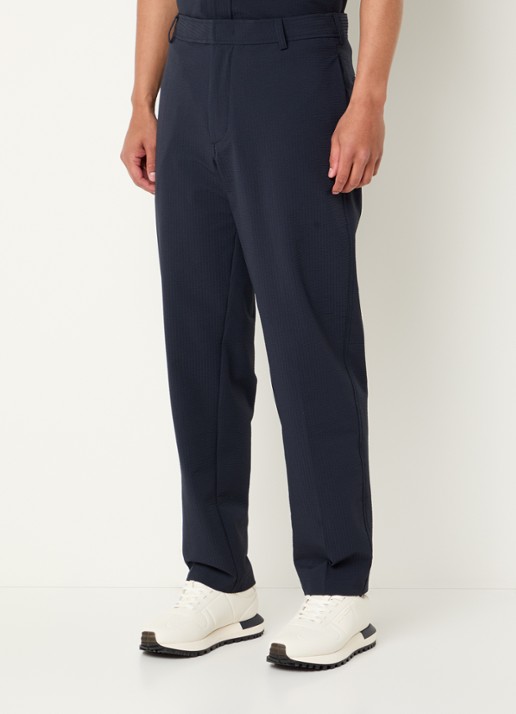Armani Tapered fit pantalon van crêpe met steekzakken - detail 3 donkerblauw