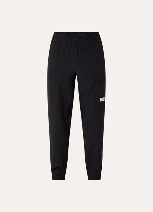 Armani Tapered fit trainingsbroek met logo - voorkant 2 zwart