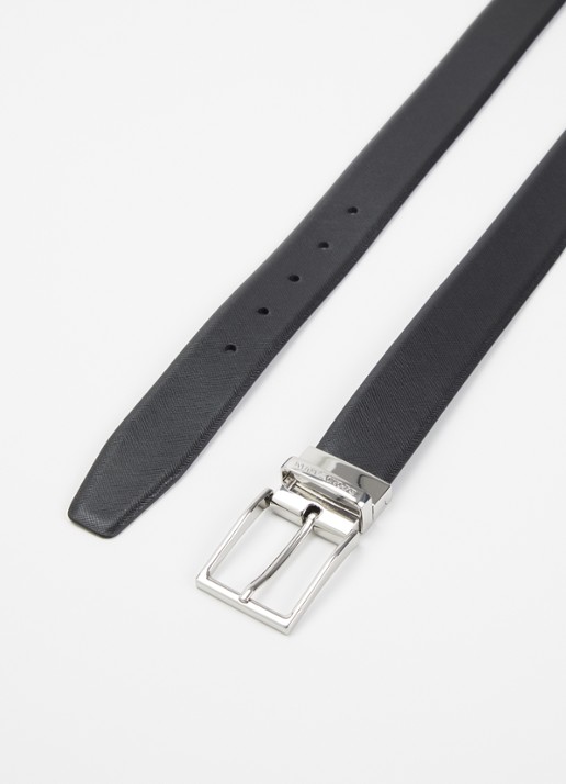 Armani Tongue riem van leer - detail zwart