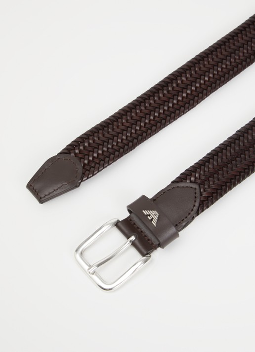 Armani Tongue riem van leer  - detail 2 bruin