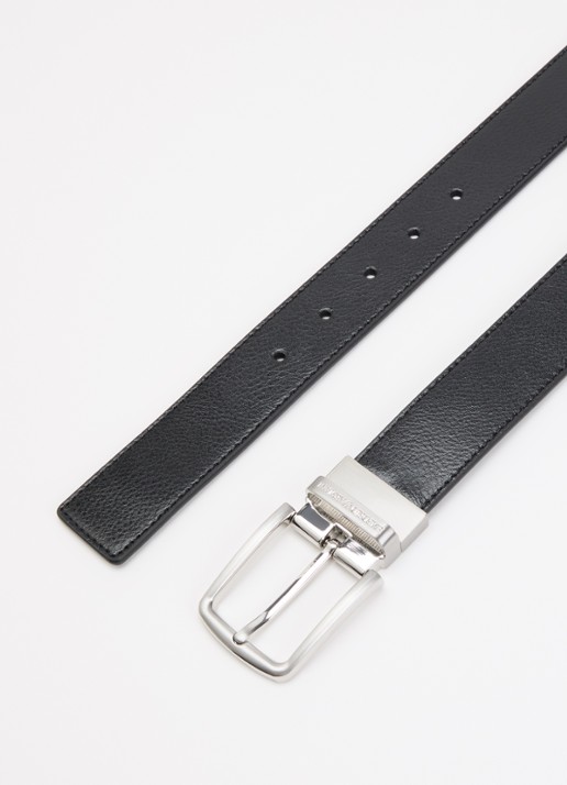 Armani Tongue riem van leer - detail zwart