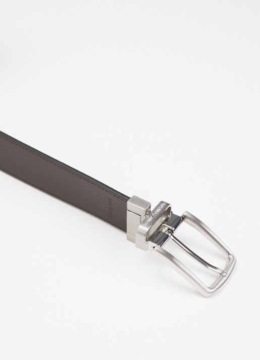 Armani Tongue riem van leer - detail 2 zwart