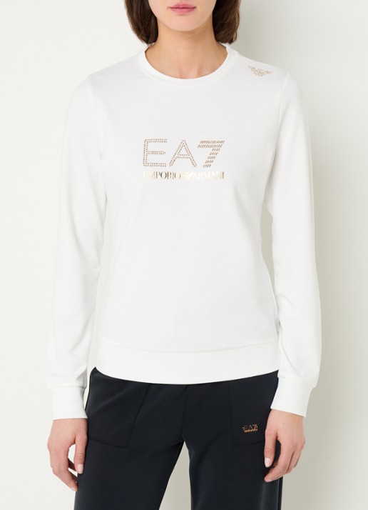 Armani Trainings sweater met logo van strass - detail 3 wit