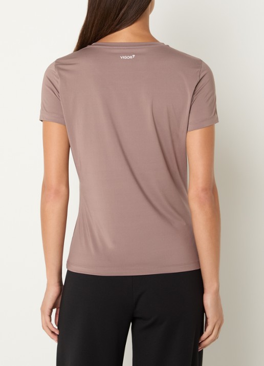Armani Trainings T-shirt met logo en stretch - achterkant taupe