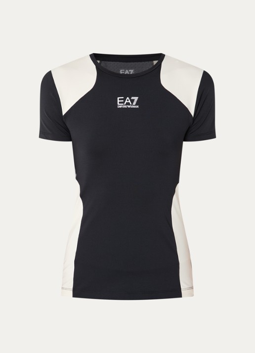 Armani Trainings T-shirt met logoprint - voorkant 3 zwart