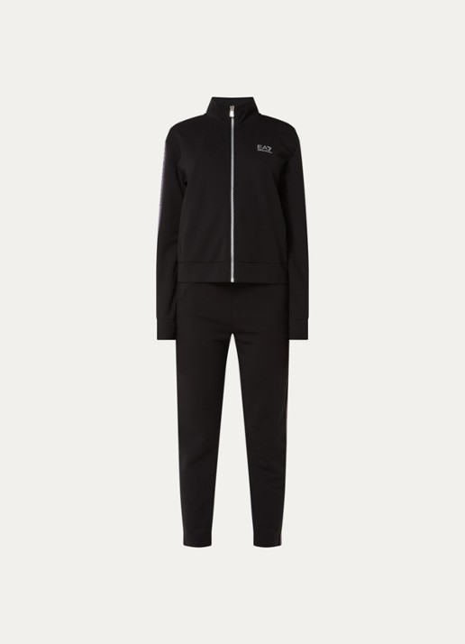Armani Trainingspak met logoband en steekzakken - voorkant 2 zwart
