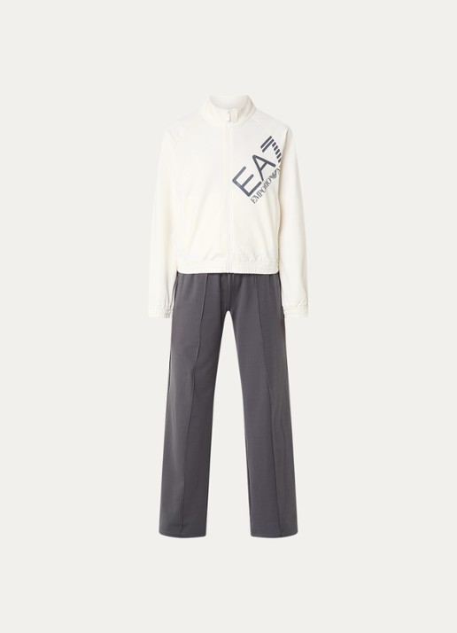 Armani Trainingspak met logoprint en paspelzakken - voorkant 3 grijs