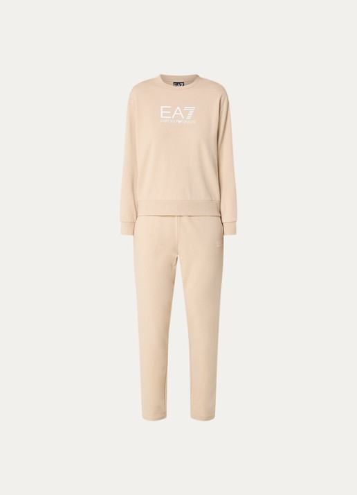 Armani Trainingspak met logoprint - voorkant beige
