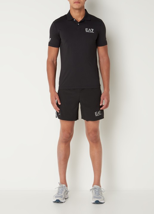 Armani Trainingsshorts met logoprint en steezakken  - voorkant 3 zwart