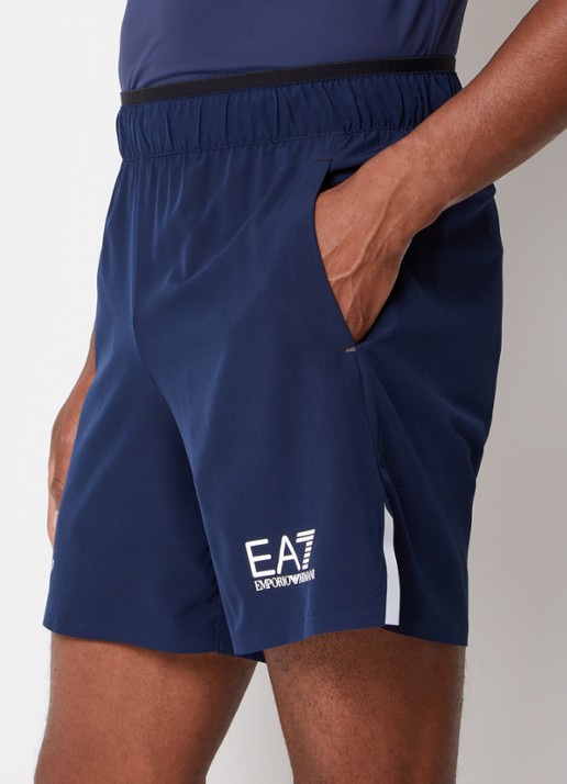 Armani Trainingsshorts met logoprint en steezakken  - detail 3 donkerblauw