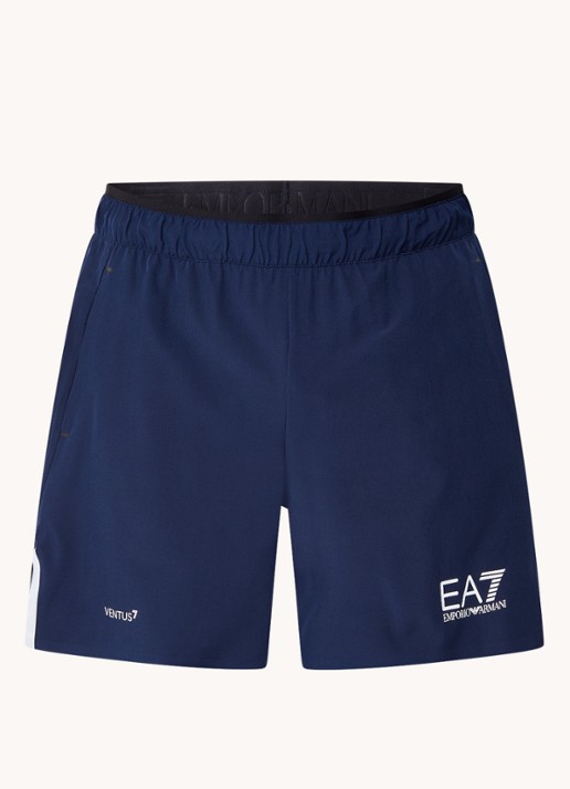 Armani Trainingsshorts met logoprint en steezakken  - voorkant 4 donkerblauw