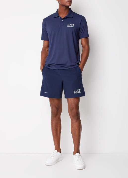 Armani Trainingsshorts met logoprint en steezakken  - voorkant 5 donkerblauw
