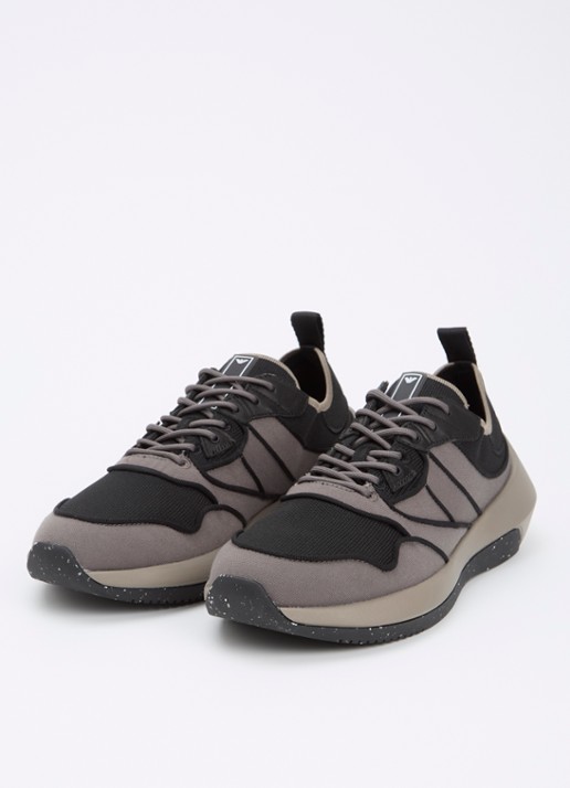 Armani Travel Essentials sneaker met leren details - detail 3 donkergrijs