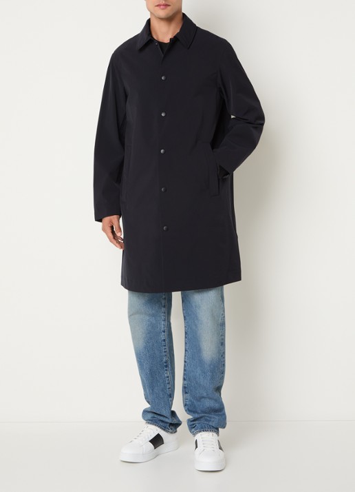 Armani Trenchcoat met ritszakken en kraag - voorkant 2 donkerblauw
