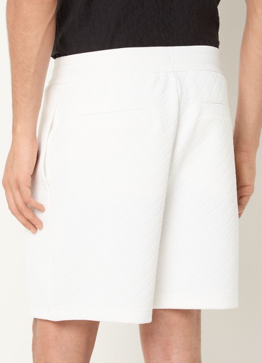 Armani Wide fit korte broek met steekzakken en structuur - achterkant 2 ivoor