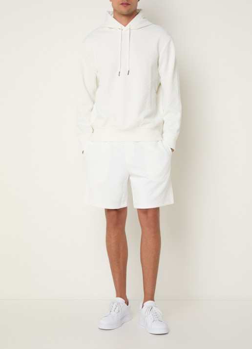 Armani Wide fit korte broek met steekzakken en structuur - voorkant 4 ivoor