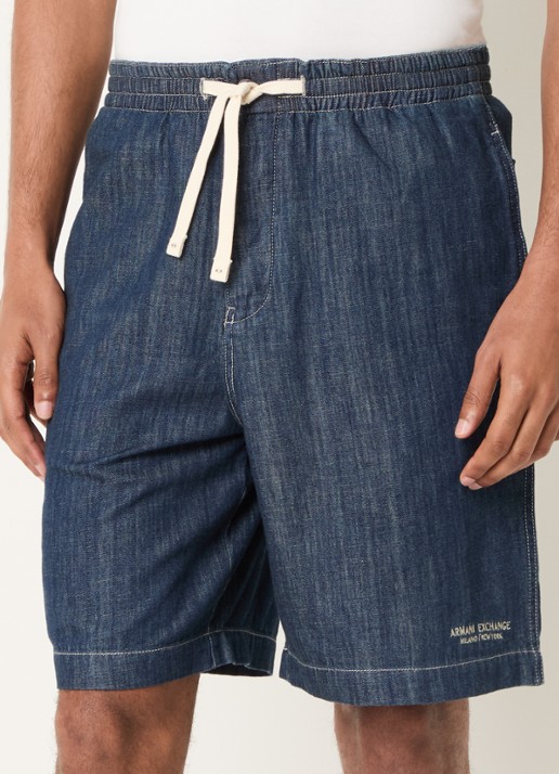 Armani Wide fit korte broek van denim met steekzakken