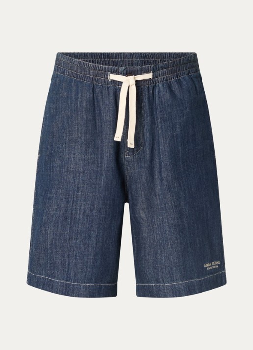 Armani Wide fit korte broek van denim met steekzakken - voorkant 3 indigo