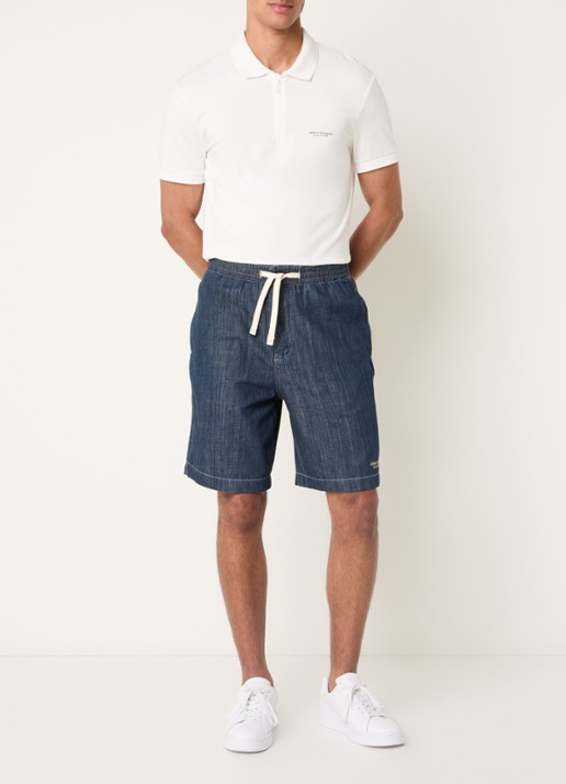 Armani Wide fit korte broek van denim met steekzakken - voorkant 4 indigo