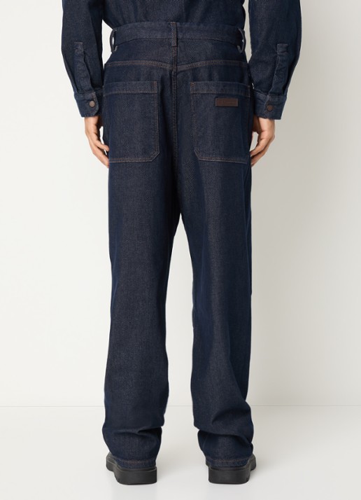 Armani Wide leg jeans met donkere wassing - achterkant indigo