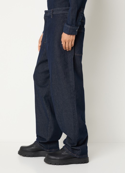 Armani Wide leg jeans met donkere wassing - detail 5 indigo