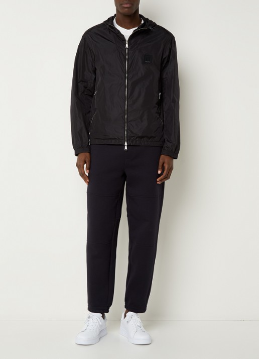 Armani Windjack met capuchon en ritszakken - voorkant 3 zwart