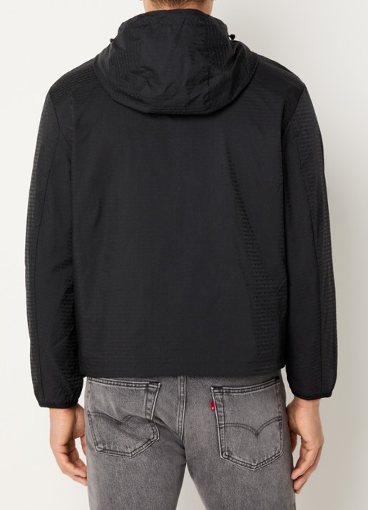 Armani Windjack met capuchon en ritszakken - achterkant 3 black beauty / zwart