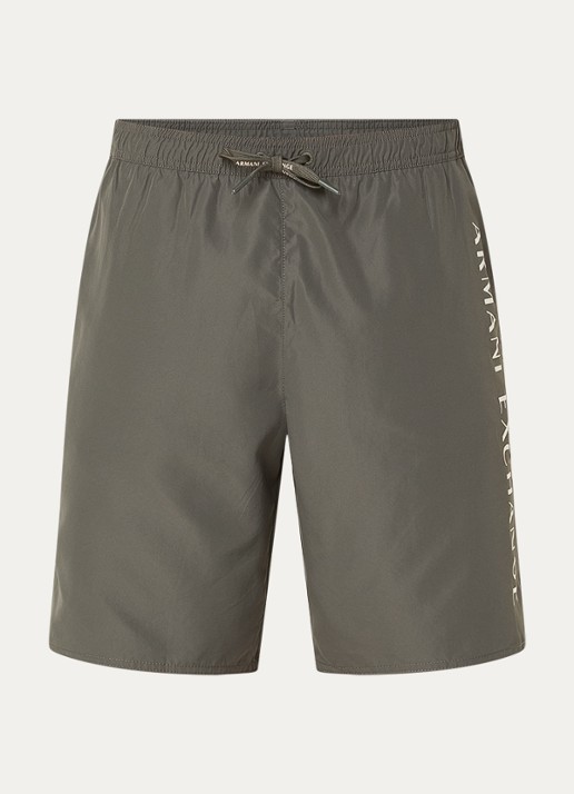 Armani Zwemshort met logo en steekzakken - voorkant bronsgroen
