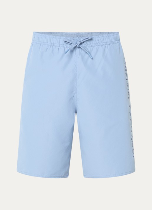 Armani Zwemshort met logo en steekzakken - voorkant blauwgrijs