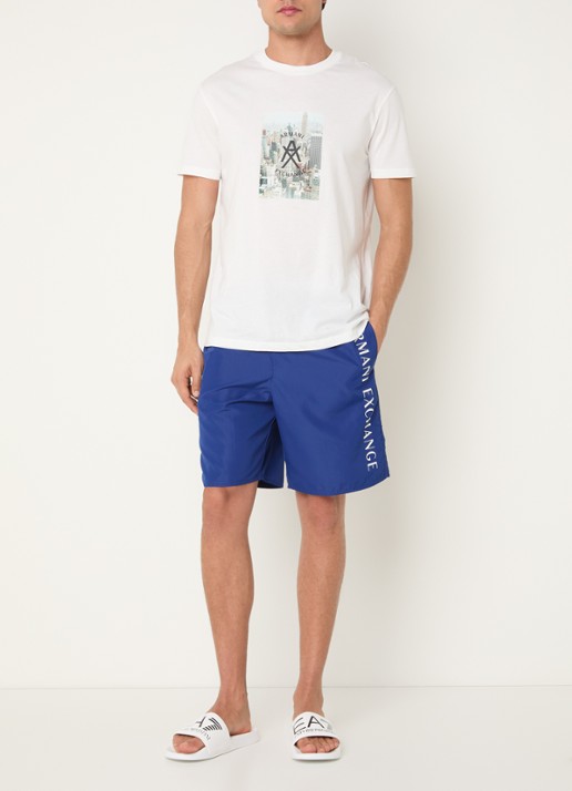 Armani Zwemshort met logo en steekzakken - voorkant 4 kobaltblauw
