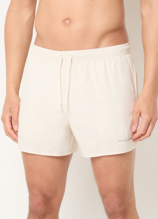 Armani Zwemshorts met logoprint en steekzakken - detail creme