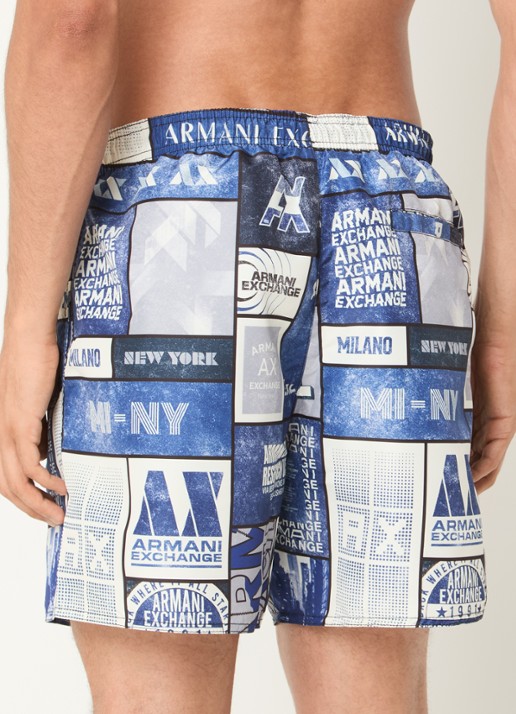 Armani Zwemshorts met print - achterkant blauw