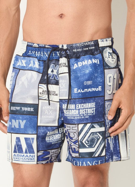 Armani Zwemshorts met print - detail 4 blauw