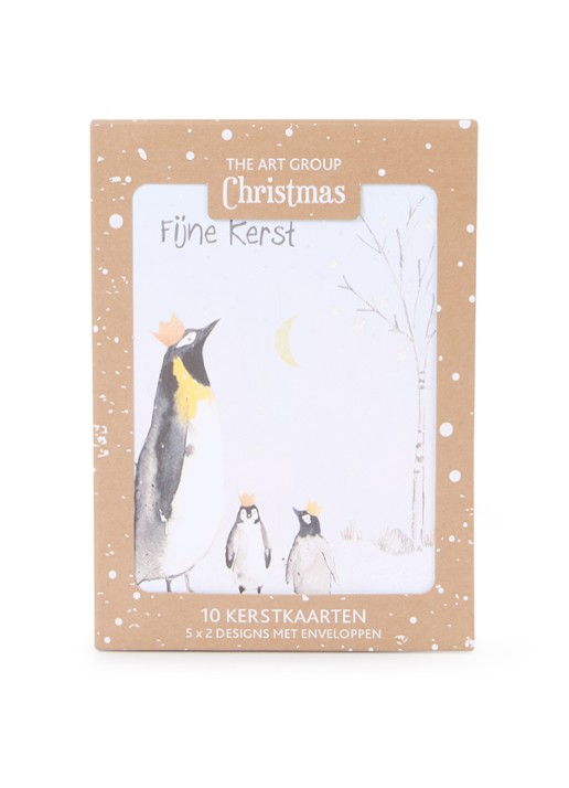 Art Group Dieren - 2 designs - kerstkaart met envelop - set van 10 - voorkant 2 wit