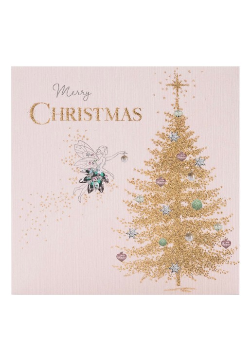 Art Group Fee bij gouden glitter kerstboom kerstkaart - 1 design - set van 8 inclusief enveloppen - voorkant 3 wit