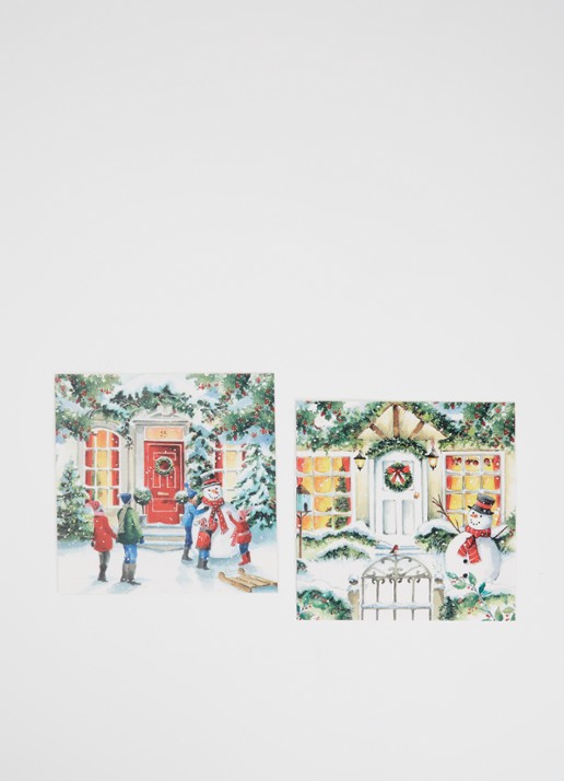 Art Group Goede doelen - 2 designs - kerstkaart met envelop - set van 10 - voorkant 2 donkerblauw
