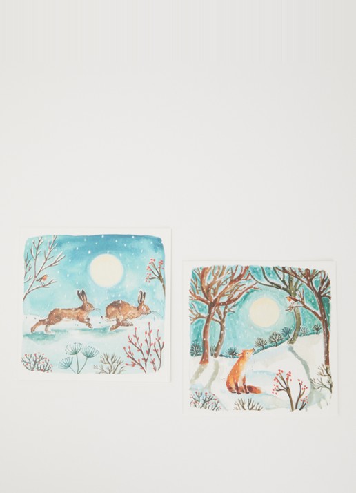 Art Group Goede Doelen kerstkaart - 2 designs - set van 10 inclusief enveloppen - voorkant 2 turquoise