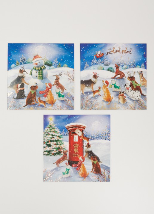 Art Group Honden kerstkaart - 3 designs - set van 12 inclusief enveloppen - voorkant 2 multicolor