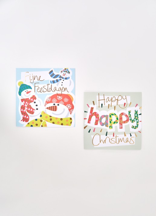 Art Group Kerst - 2 designs - kerstkaart met envelop - set van 10 - voorkant 2 rood