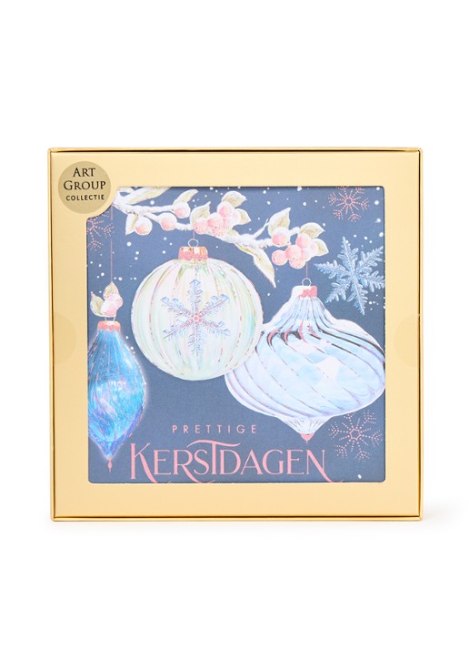 Art Group Kerstballen met glitter - 1 design - luxe kerstkaart met envelop - set van 8