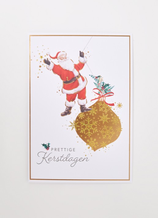 Art Group Kerstman - 1 design - luxe kerstkaart met envelop - set van 8 - voorkant 2 goud