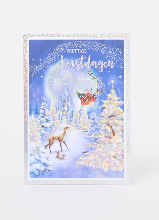 Art Group Magisch kersttafereel - 1 design - luxe kerstkaart met envelop - set van 8 - voorkant 2 donkerblauw